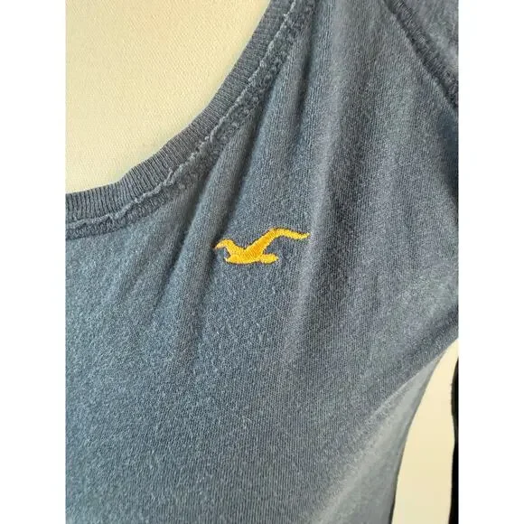 Vintage Y2K Hollister Long Sleeve Scoop Neck Shirt Fitted Tee Blue Women Large - Picture 5 of 12